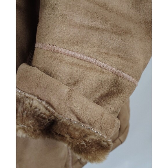 VTG Big Chill Coat Women Zip Up 1X Brown Hooded Suede Winter Faux Fur Jacket - Picture 5 of 11
